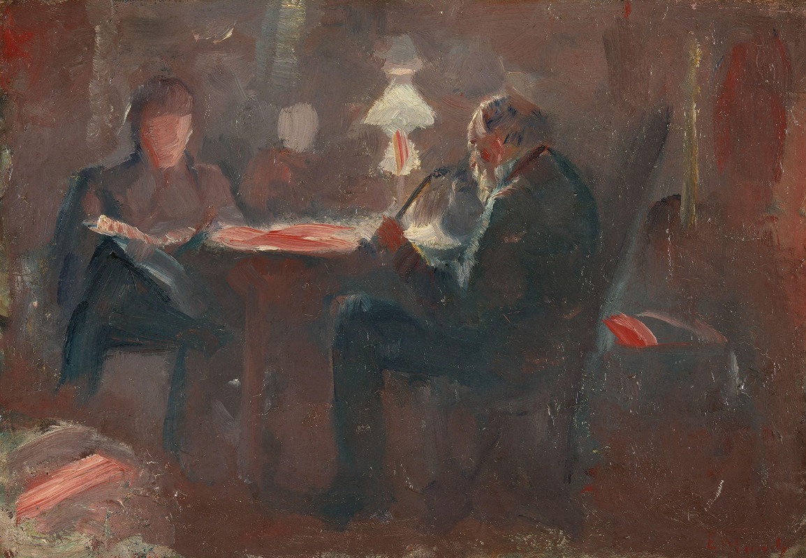 Edvard Munch - Around the Paraffin Lamp