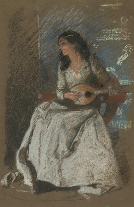 Edwin Austin Abbey - Study of lady playing mandolin