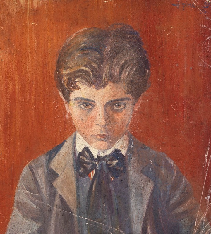 Egon Schiele - Selbstbildnis vor rotem Hintergrund