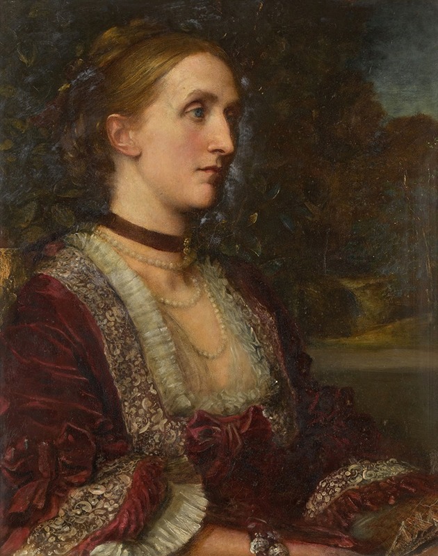 George Frederic Watts - Portrait Of Mrs Agnes Jane Moore