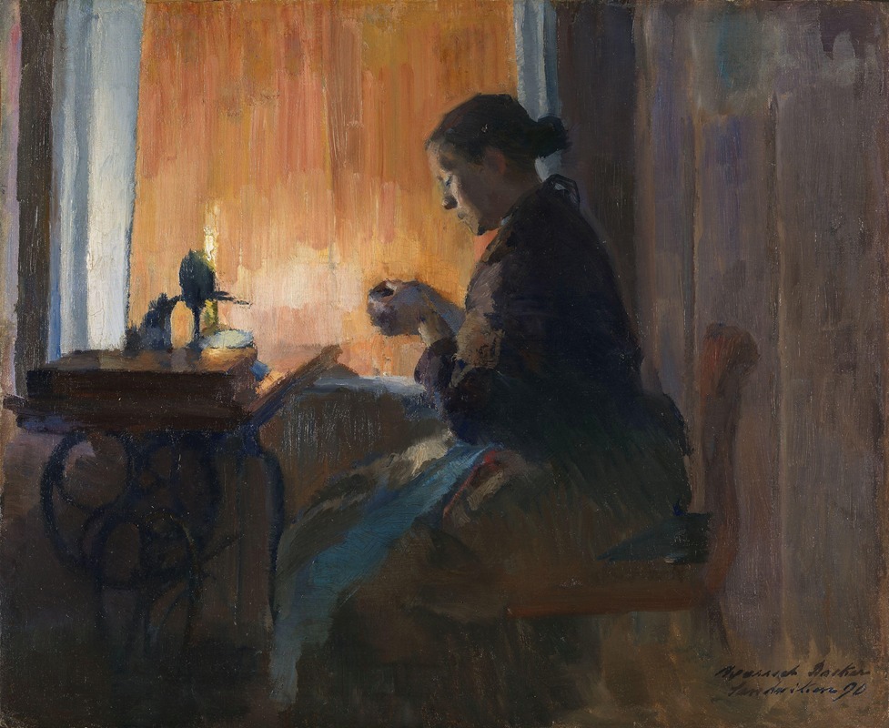 Harriet Backer - By Lamp Light