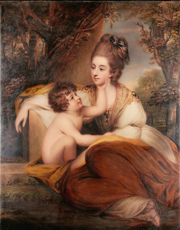 Henry Bone - Portrait of lady Elizabeth Alicia Maria Herbert, later countess of Carnarvon and her son Charles Herbert