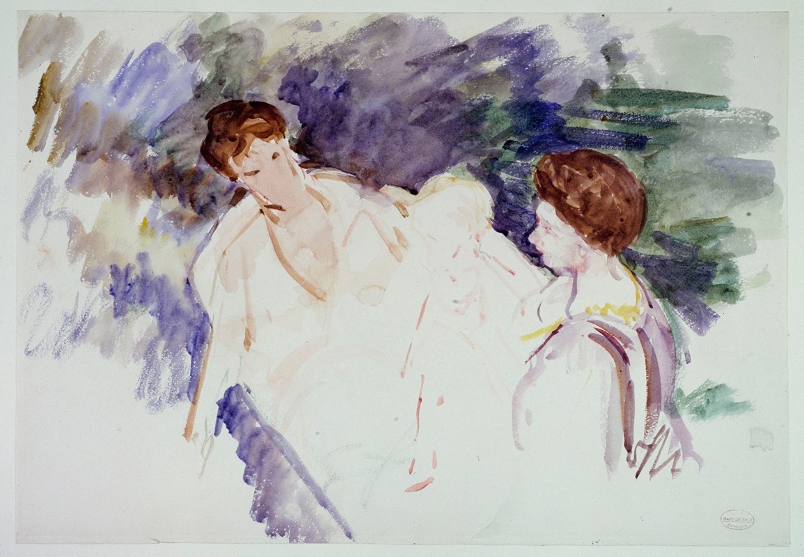 Mary Cassatt - Etude pour ‘Le Bain’ ; Deux femmes et un enfant dans une barque