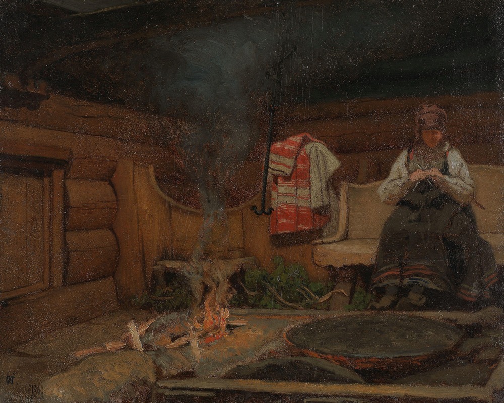 Olaf Isaachsen - Farm Interior from Setesdal