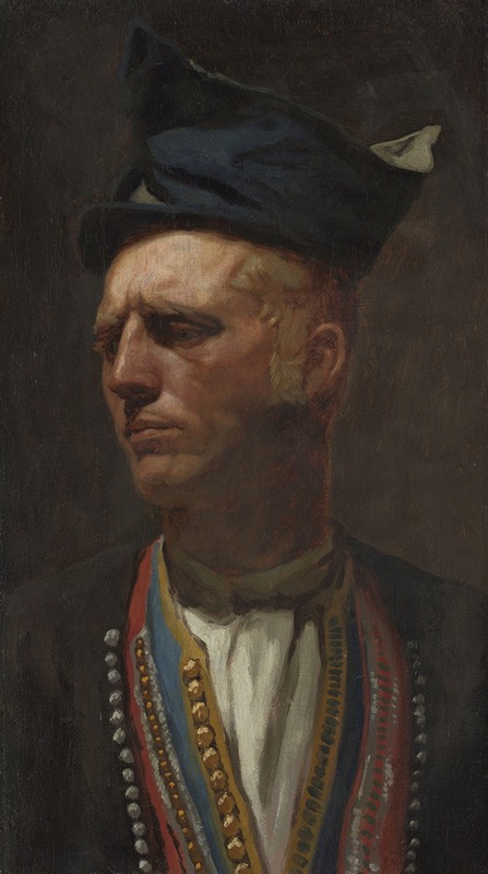 Olaf Isaachsen - Portrait of a Farmer from Setesdal. Study for Fight in an old Farm House