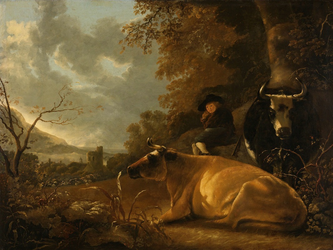 Aelbert Cuyp - Landscape with Cows and a Young Herdsman