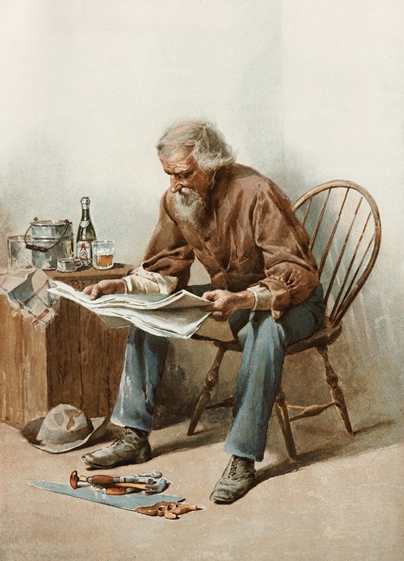Anonymous - Older man sitting on a chair reading a newspaper