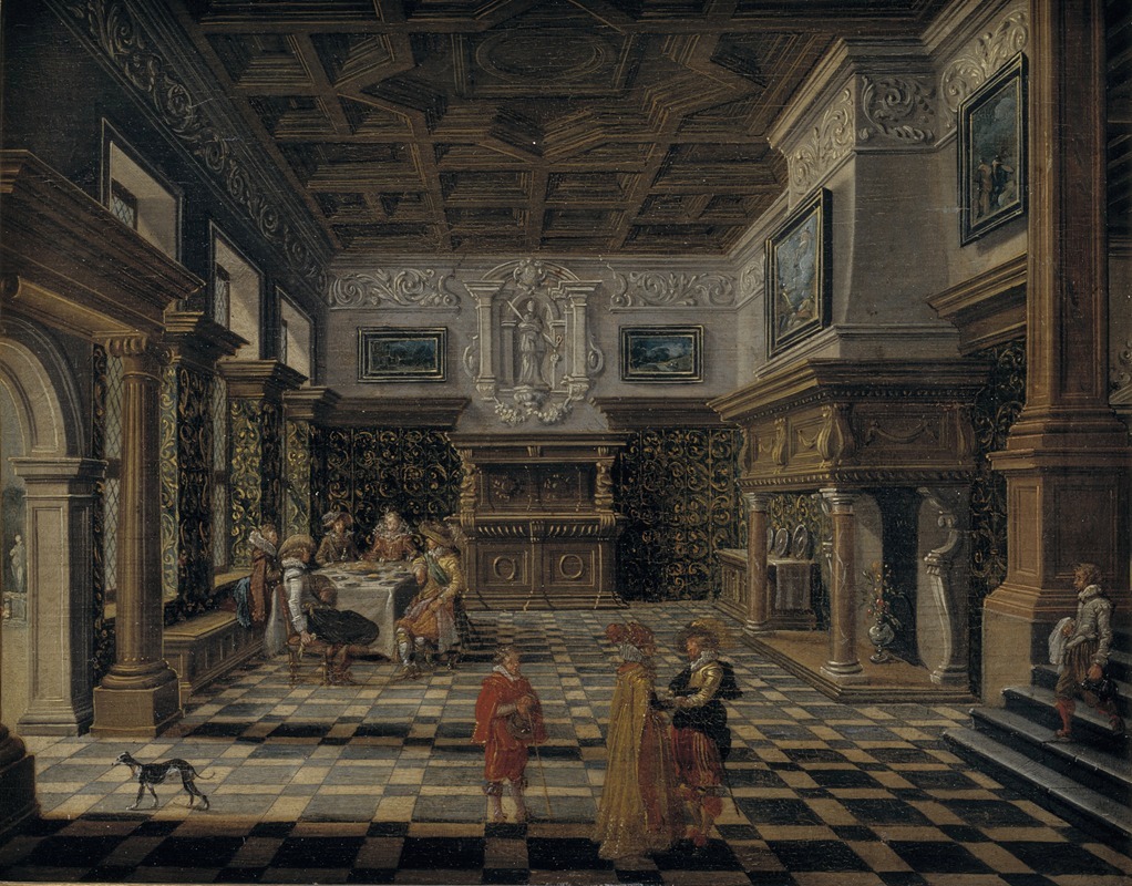 Bartholomeus van Bassen - Sumptuous renaissance interior with a banquet