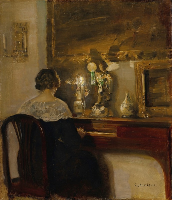 Carl Holsøe - A Lady Playing the Piano