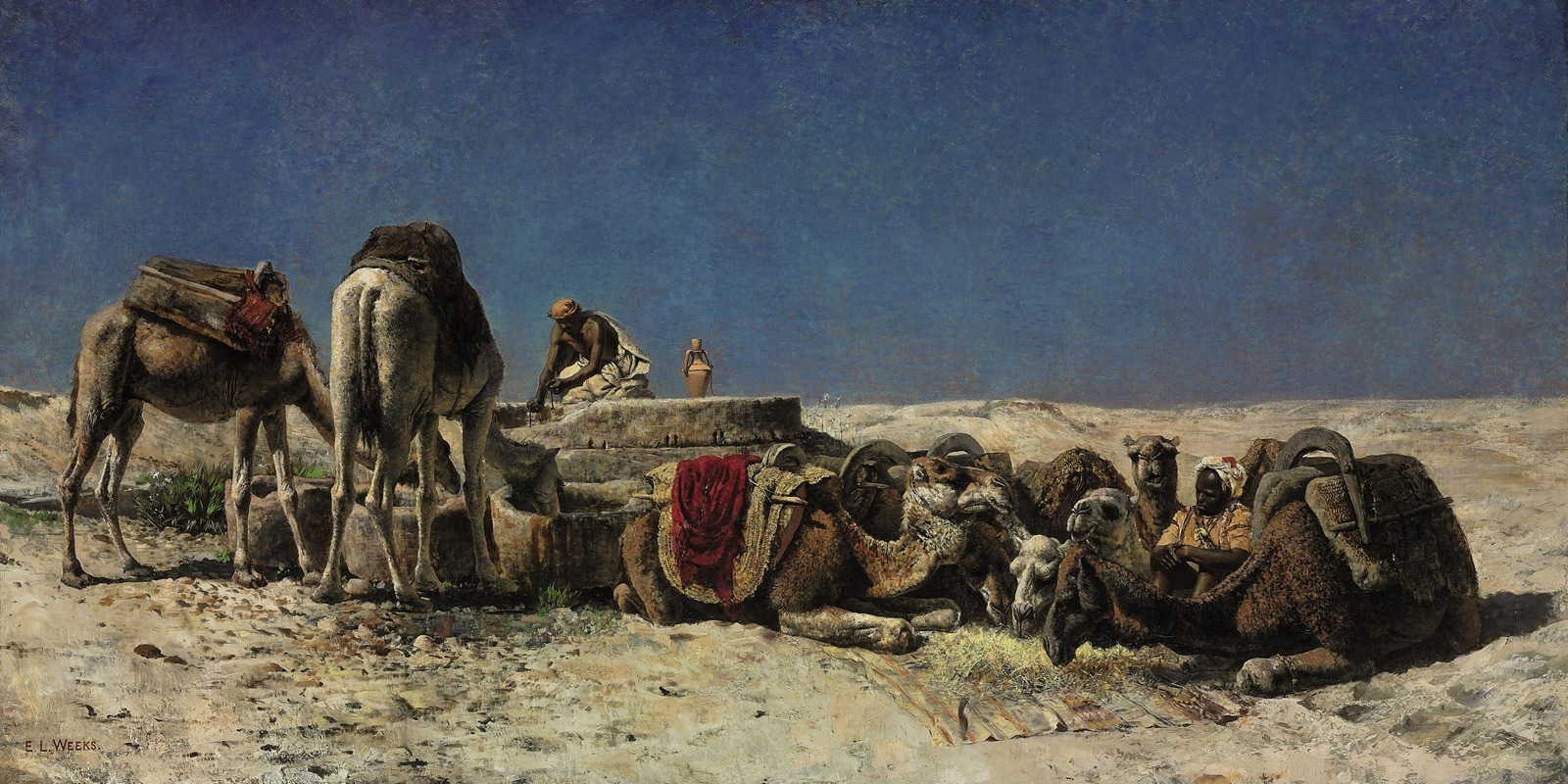 Edwin Lord Weeks - Camels beside a cistern