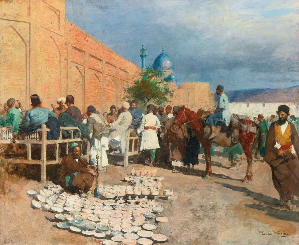 Edwin Lord Weeks - Persian café – the pottery seller
