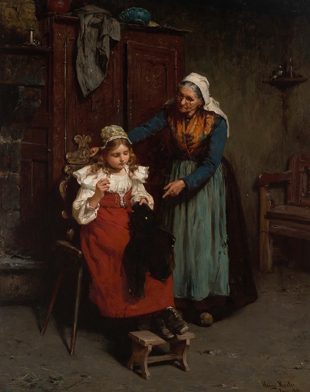 Gustave Henry Mosler - The Sewing Lesson