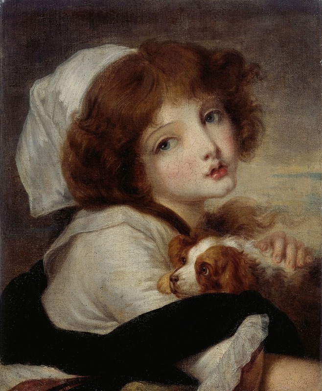 Jean-Baptiste Greuze - Portrait de fillette au petit chien
