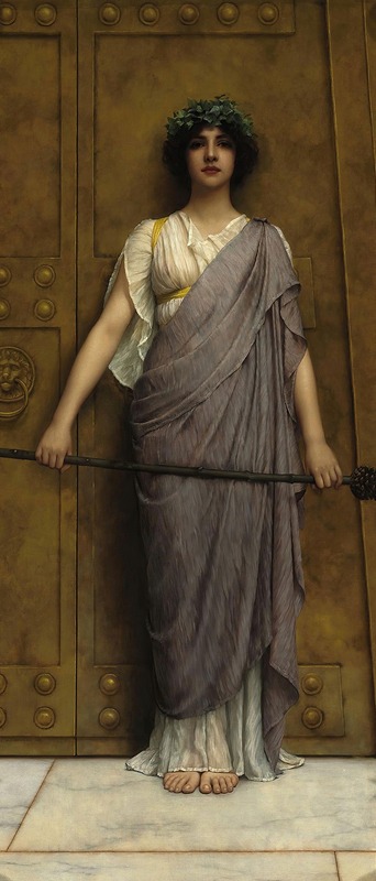 John William Godward - At the Gate of the Temple