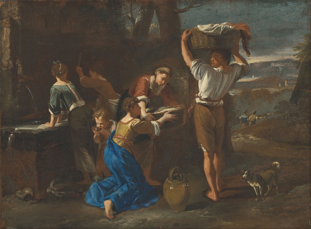 Michelangelo Cerquozzi - Washerwomen at the well