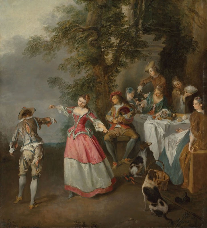 Nicolas Lancret - Fête champêtre with a dancing couple