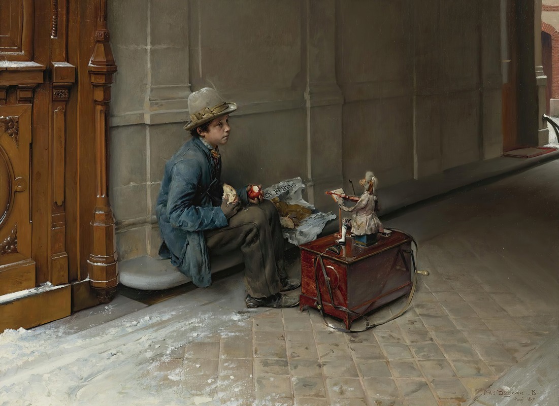 Pascal-Adolphe-Jean Dagnan-Bouveret - The petit savoyard eating in front of an entrance to a house