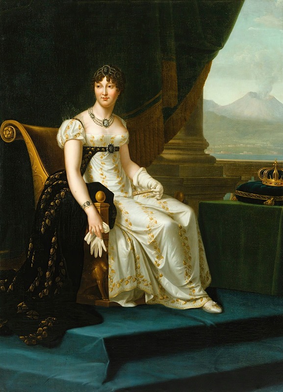 Circle of François Gérard - Portrait of caroline bonaparte, queen of naples and of the two sicilies