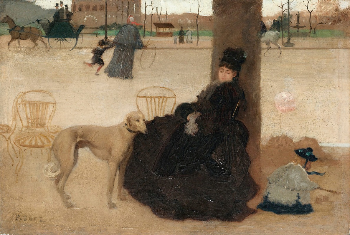 Ernest-Ange Duez - Young mother with her child in a park
