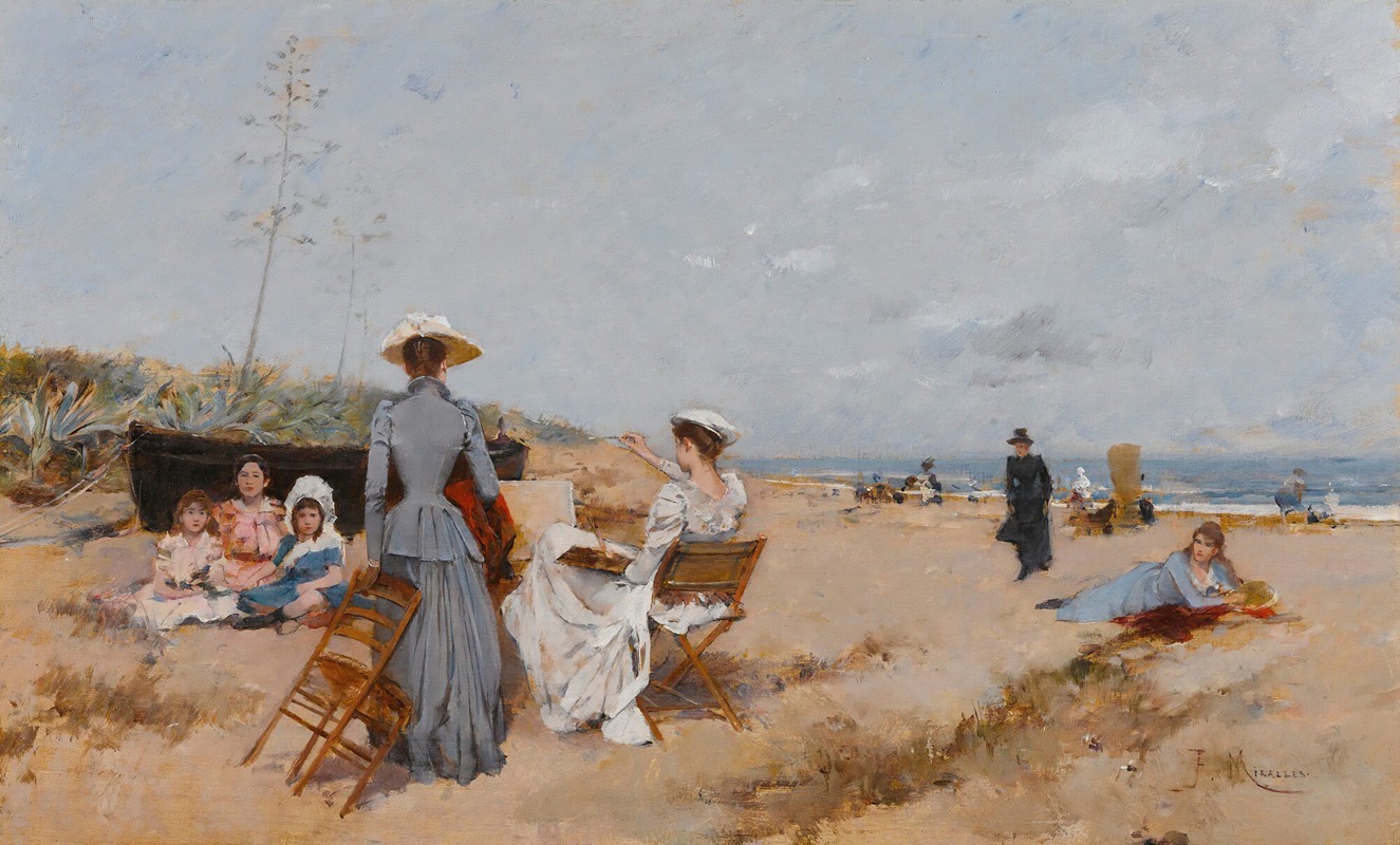 Francesc Miralles i Galaup - Painting on the beach
