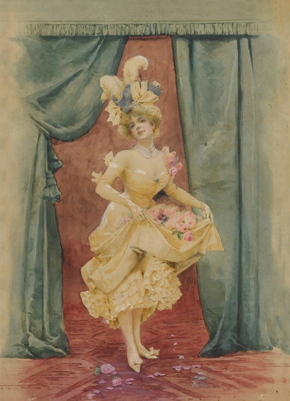 French School - Woman with roses