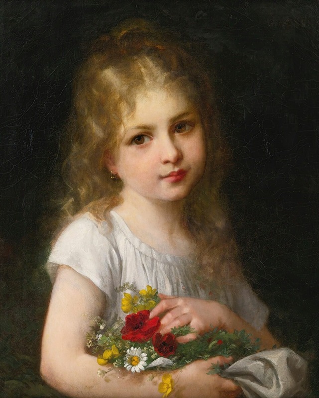 Gustave Doyen - A young girl holding a bouquet