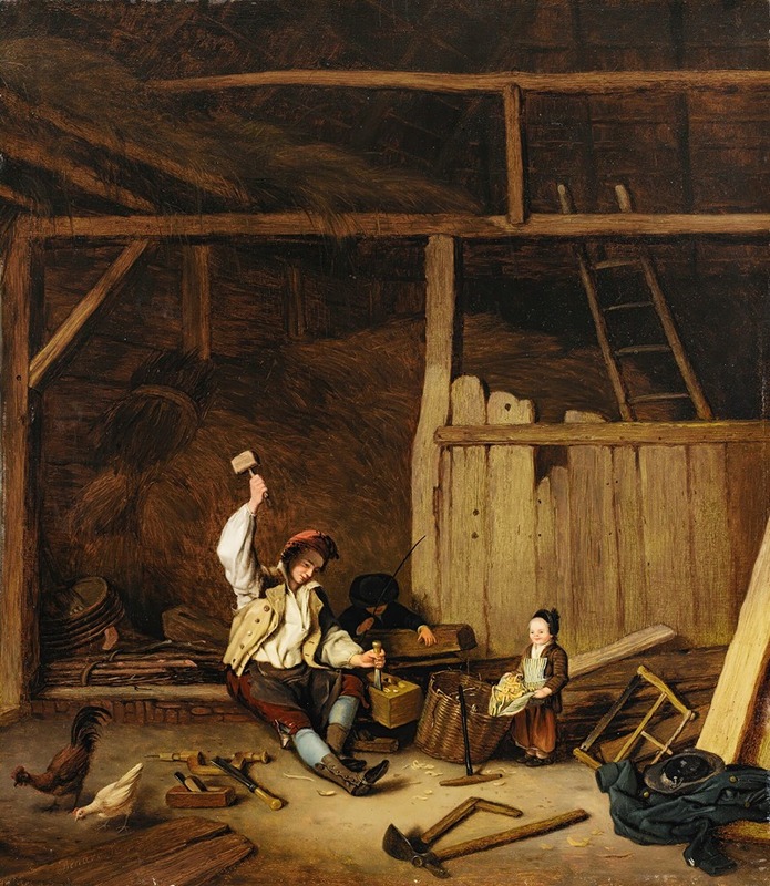 Jacques Albert Senave - A carpenter in a barn