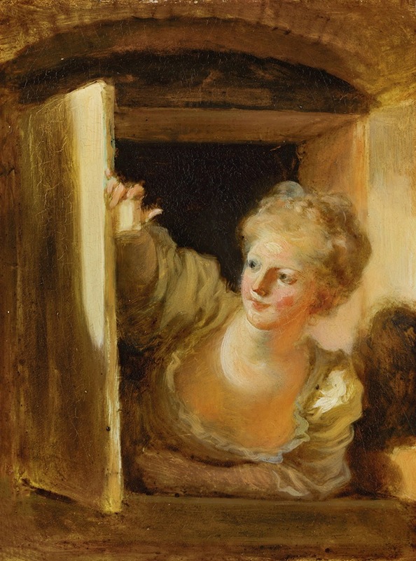 Jean-Honoré Fragonard - A young woman leaning out of a window
