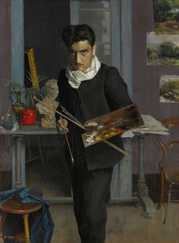 Julio Romero De Torres - Self-portrait of the artist in his studio