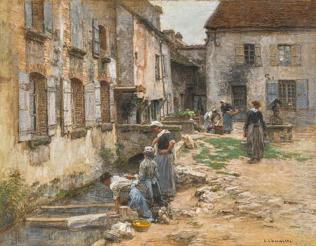 Léon Augustin Lhermitte - Les lavandières à villenauxe