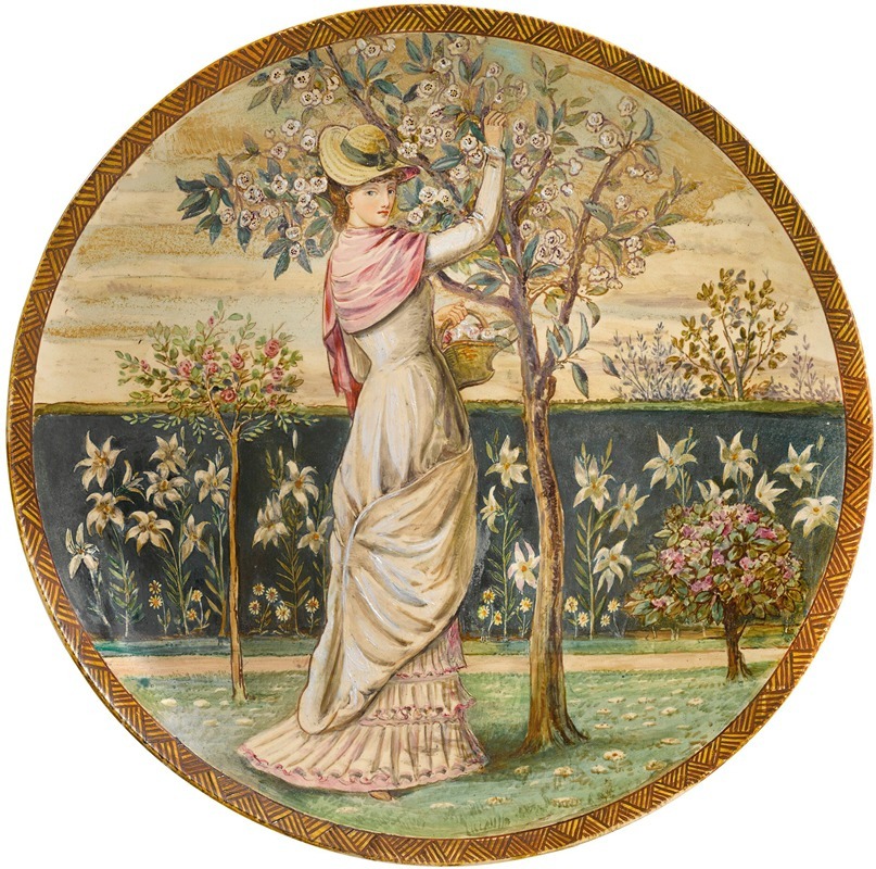Minton and Co. - Young lady gathering blossom