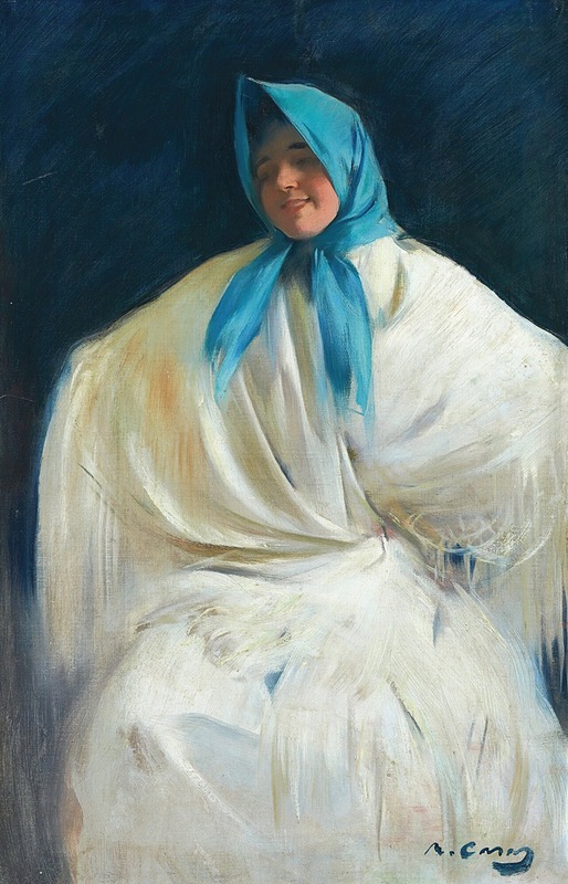 Ramón Casas - Chula con Pañuelo Azul (girl with a blue scarf)