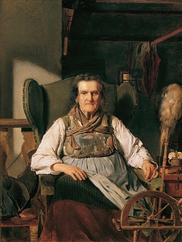 Franz Eybl - Eine Ramsauer Bäuerin am Spinnrad