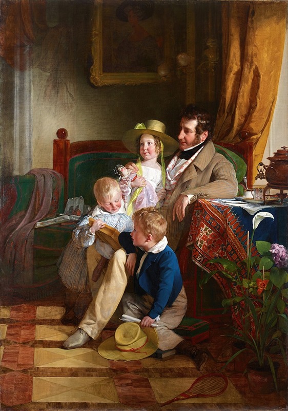 Friedrich von Amerling - Rudolf von Arthaber und seine Kinder Rudolf, Emilie und Gustav