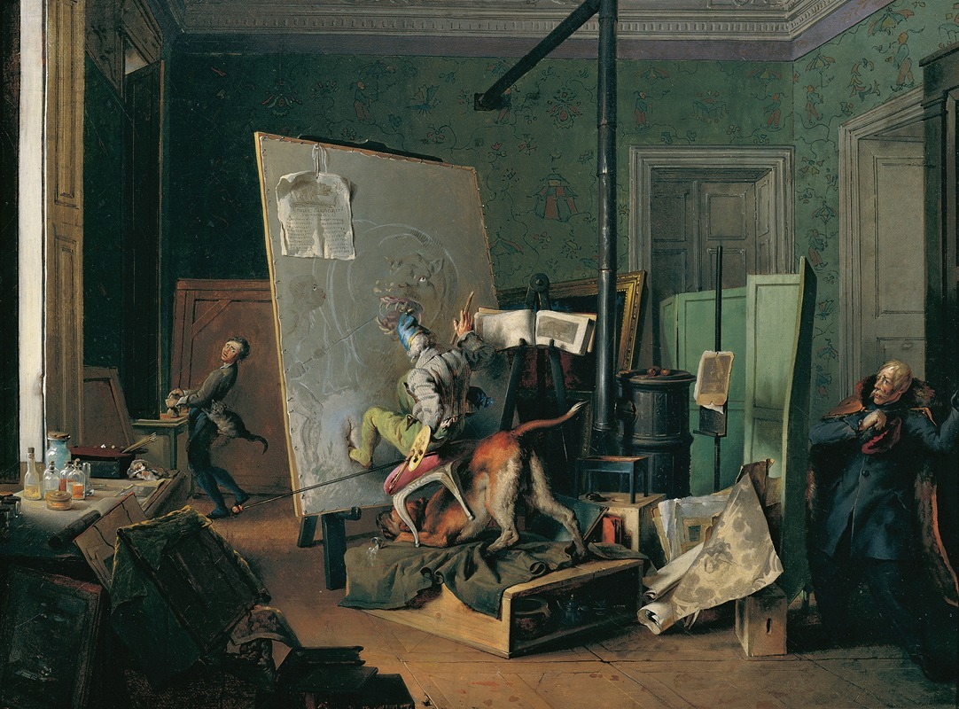 Josef Danhauser - Komische Szene im Atelier