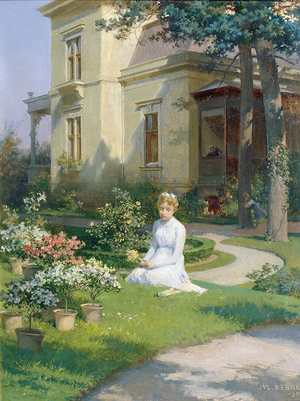 Julius Victor Berger - Mädchen im Garten einer Villa