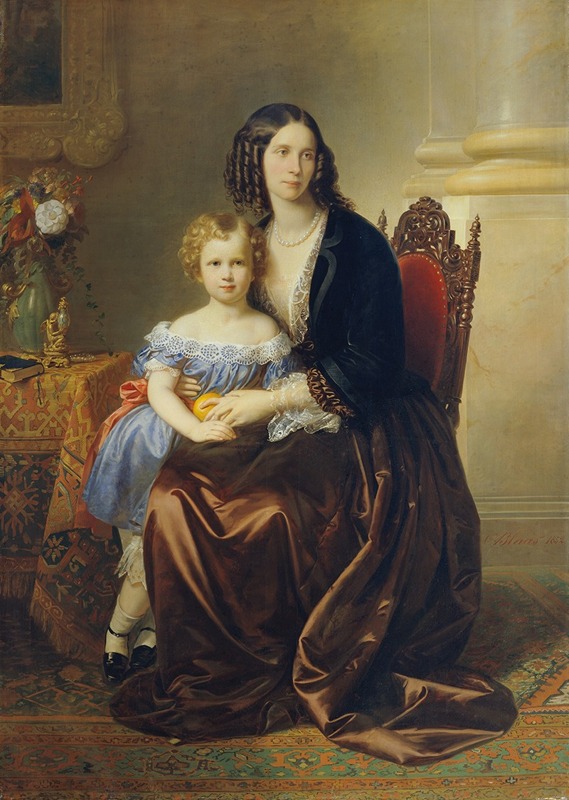 Karl von Blaas - Leonie Gräfin Lanckorońska, geb. Gräfin Potocka, mit ihrem Sohn Karl