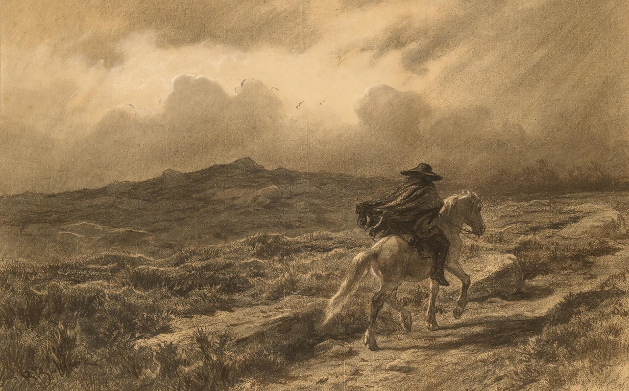 Rosa Bonheur - Horse and rider on the Scottish highlands (The approaching storm)