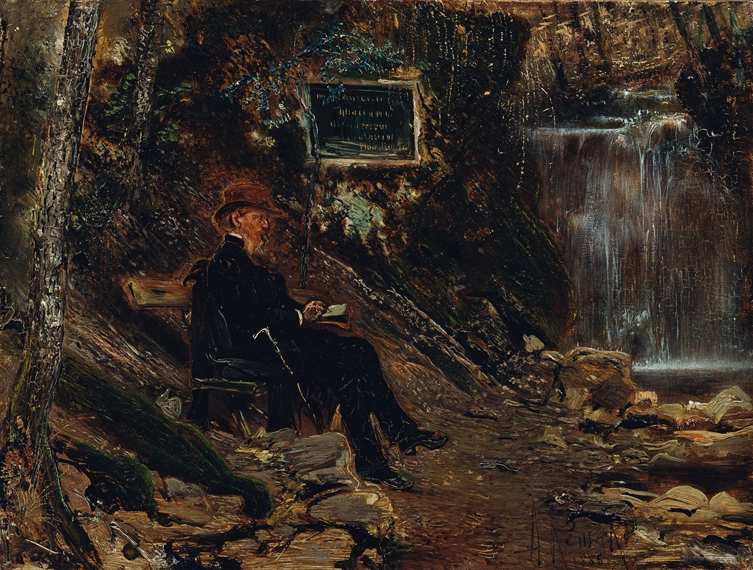 Anton Romako - Der Schriftsteller Hermann Rollett am Wasserfall