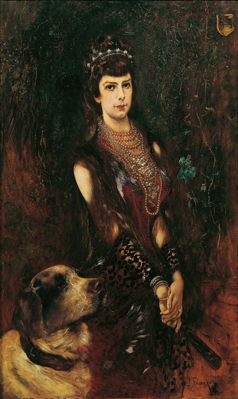 Anton Romako - Kaiserin Elisabeth mit Bernhardinerhund