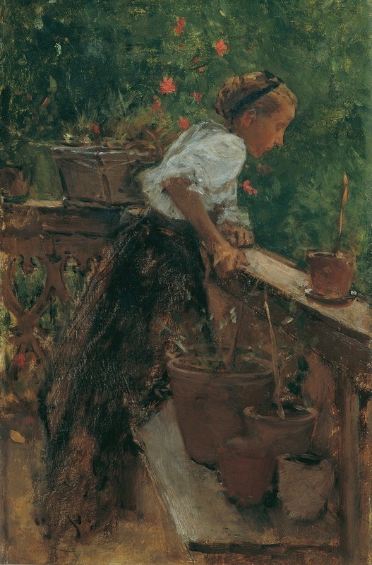 August von Pettenkofen - Bauernmädchen auf dem Balkon