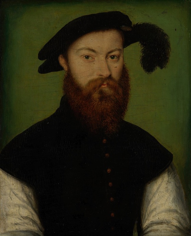 Corneille de Lyon - Portrait of a Man with a Black-Plumed Hat