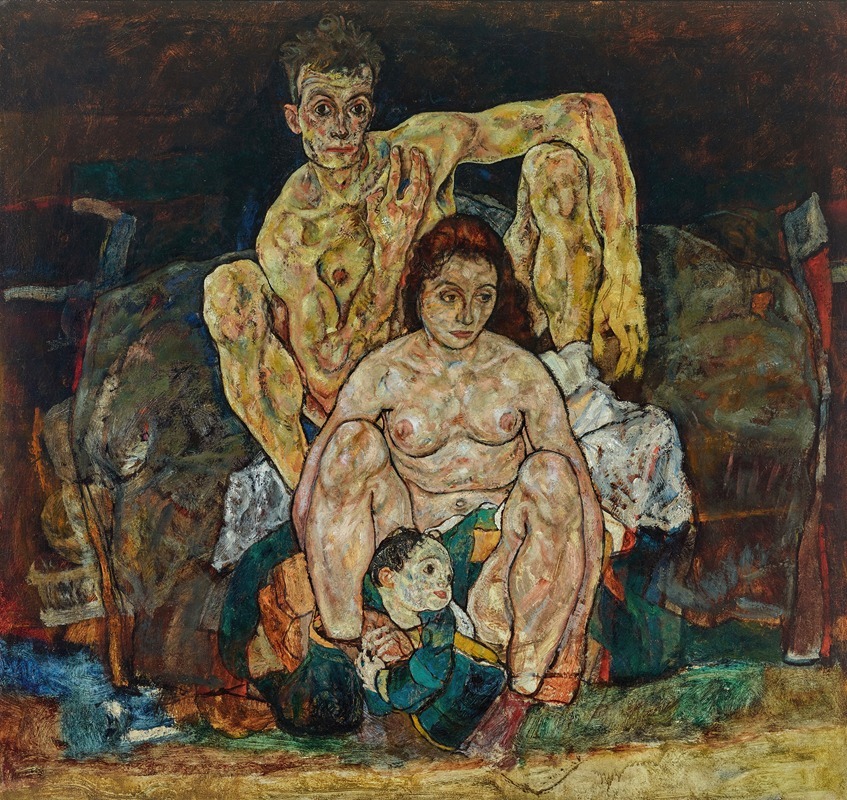 Egon Schiele - Kauerndes Menschenpaar (Die Familie)