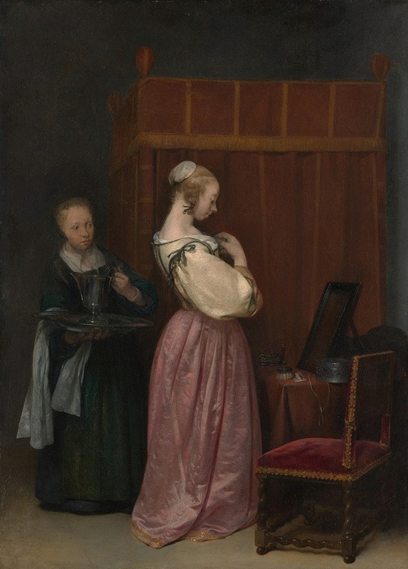 Gerard ter Borch - A Young Woman at Her Toilet with a Maid