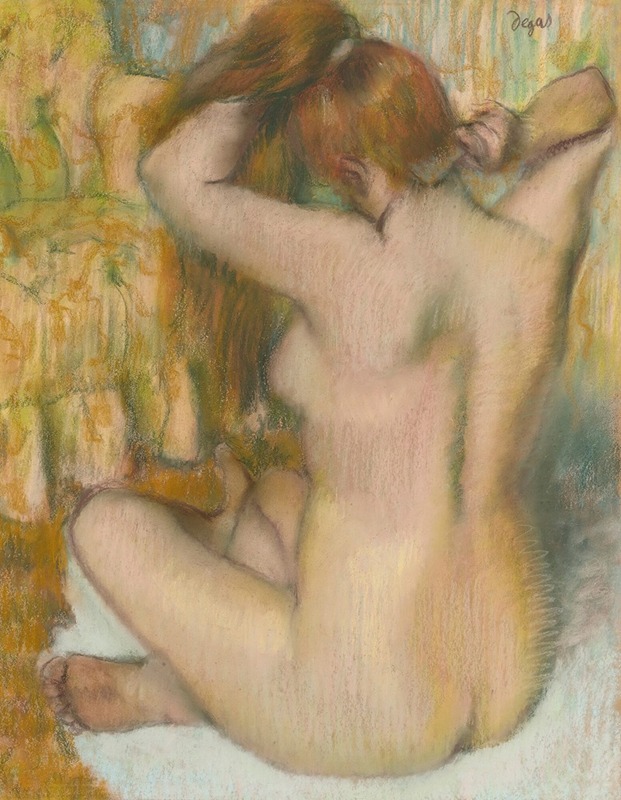 Edgar Degas - Femme nue, de dos, se coiffant (femme se peignant)