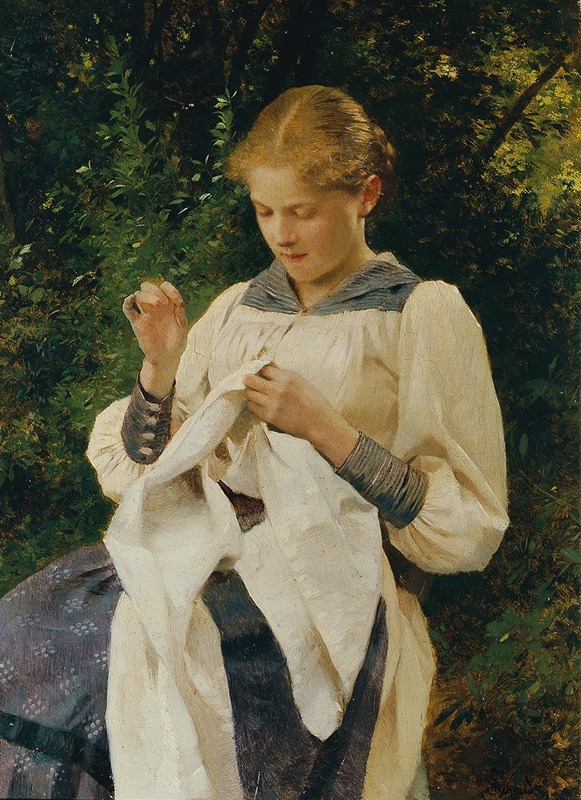 Julius Schmid - Mädchen mit Handarbeit (Marianne von Scheibenhof-Goriany)
