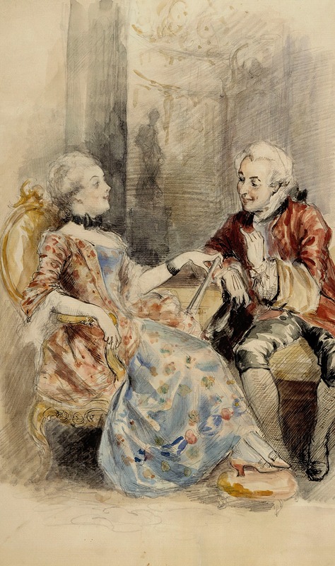 Albert Edelfelt - Couple Having a Conversation, Rococo Attire