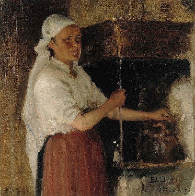 Albert Edelfelt - Elli Jäppinen at the Stove, study