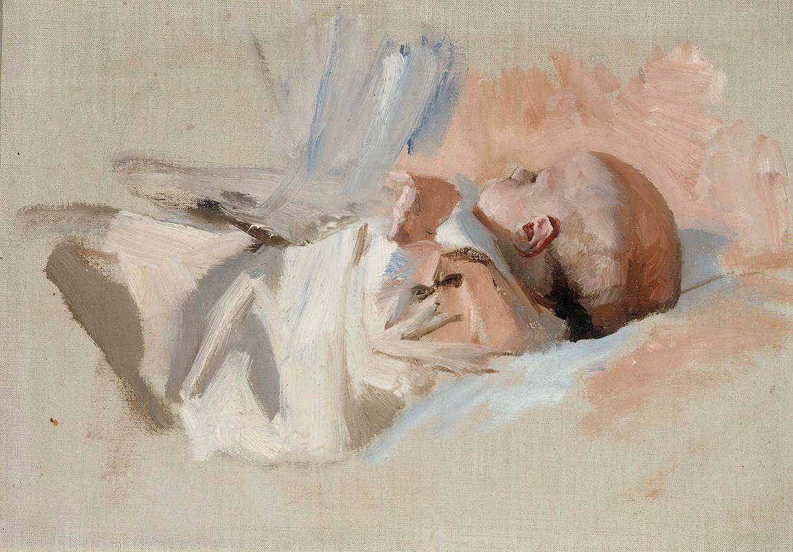 Albert Edelfelt - Makaava lapsi, luonnos maalaukseen Jouluaamu
