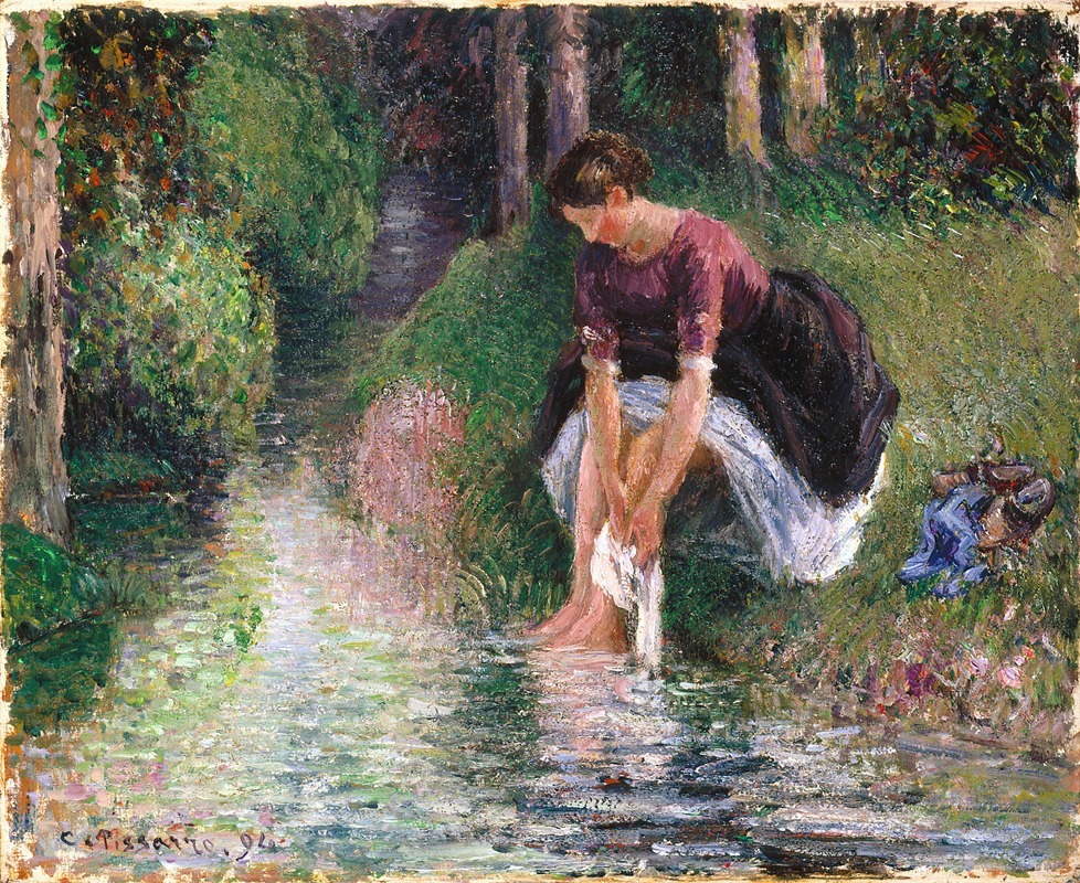 Camille Pissarro - Woman Washing Her Feet in a Brook